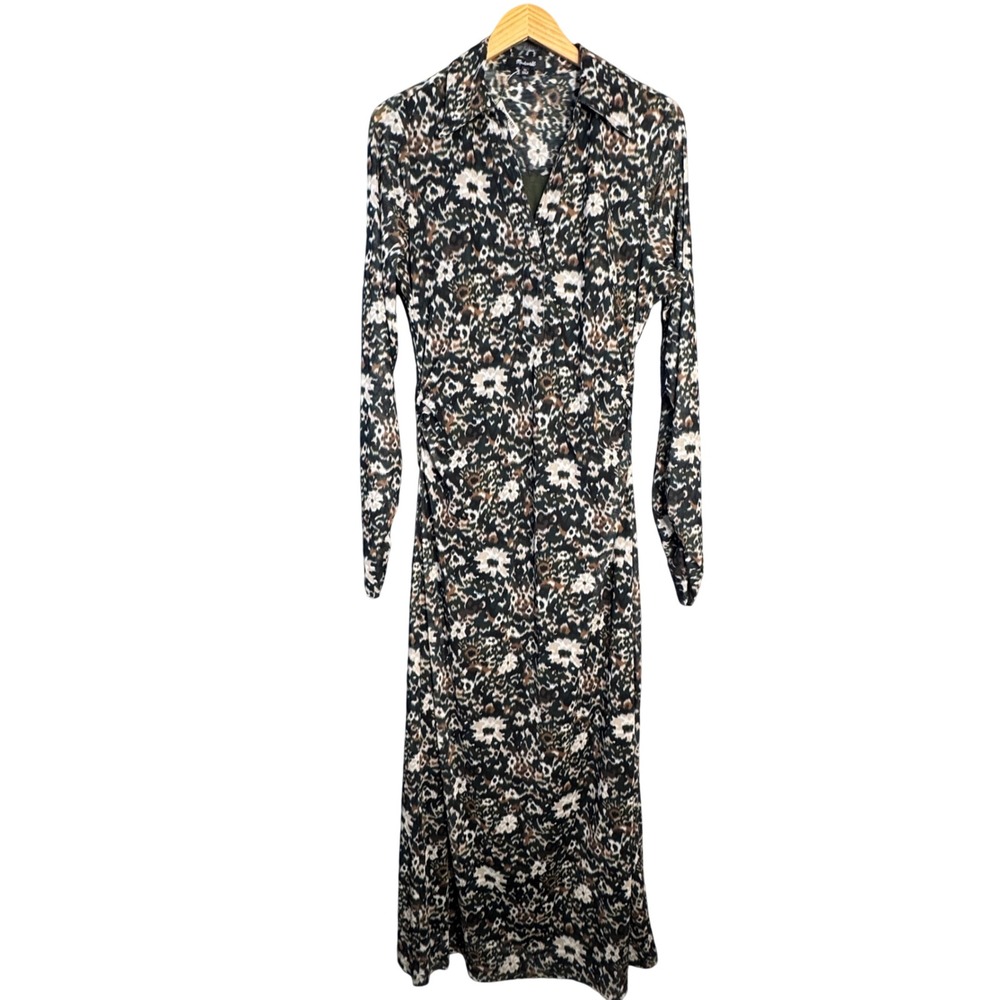 Madewell Black Floral Long-Sleeve Maxi Dress